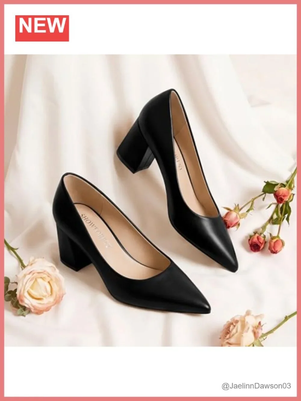 Women's Chunky Heel Pumps Faux Leather Pointed Toe Slip On Dress Shoes 2.5 Inch